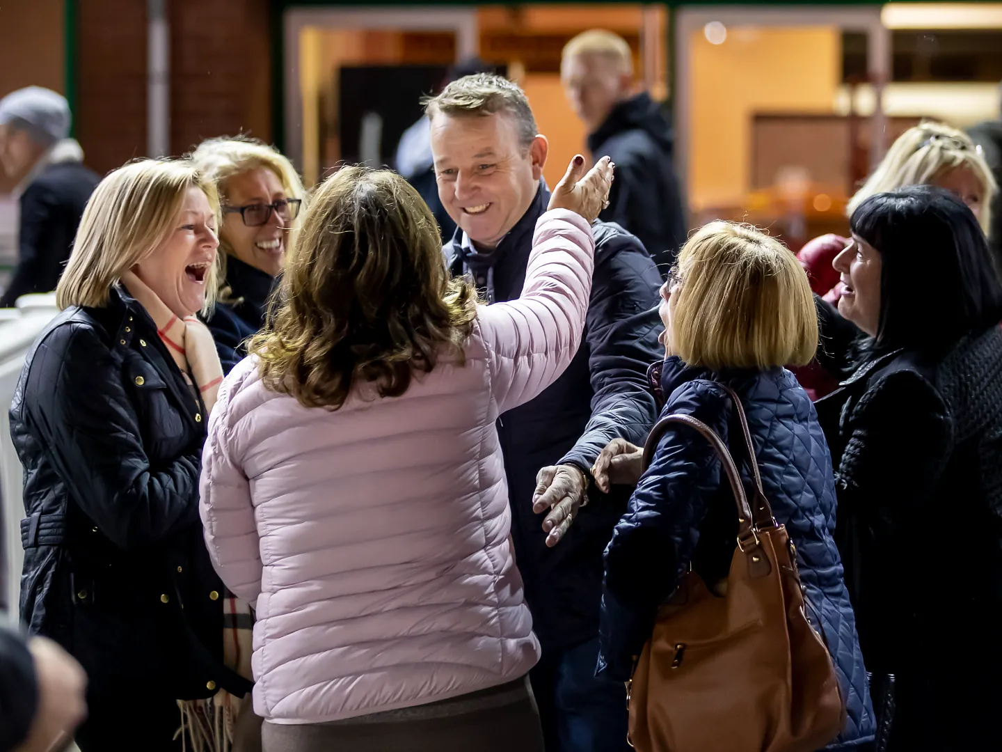 Crowd celebrating at Wolverhampton Racecourse