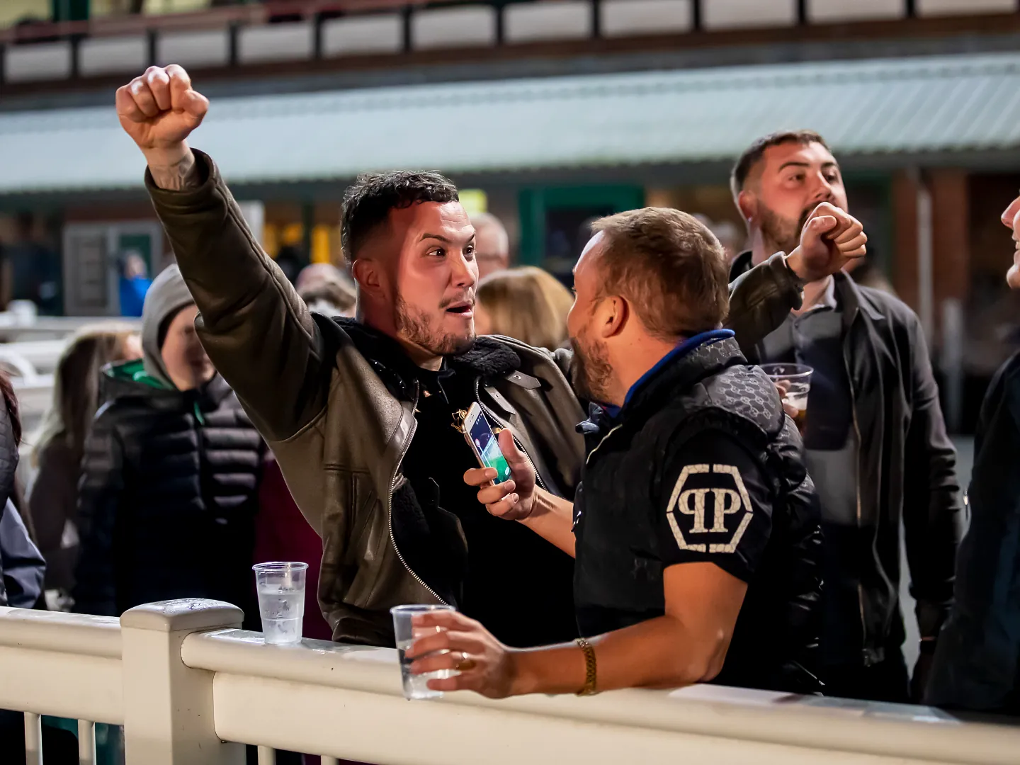 Crowd celebrating at Wolverhampton Racecourse