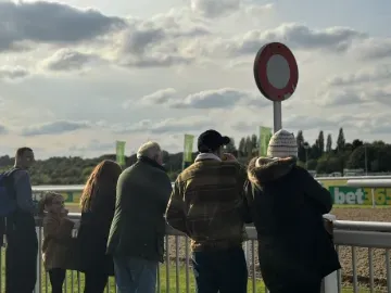 Racegoers looking out at the track at Wolverhampton Races
