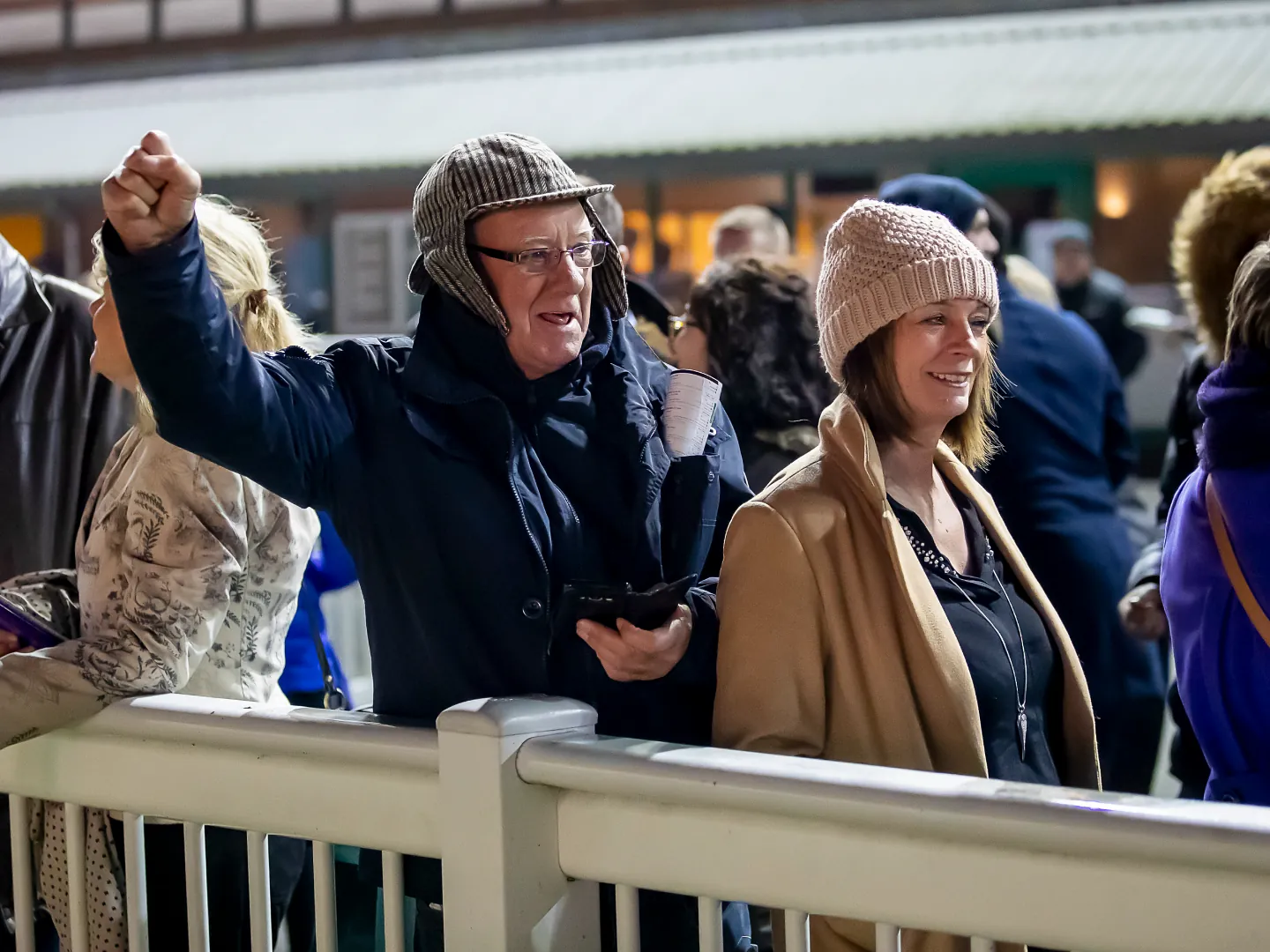 Crowd celebrating at Wolverhampton Racecourse