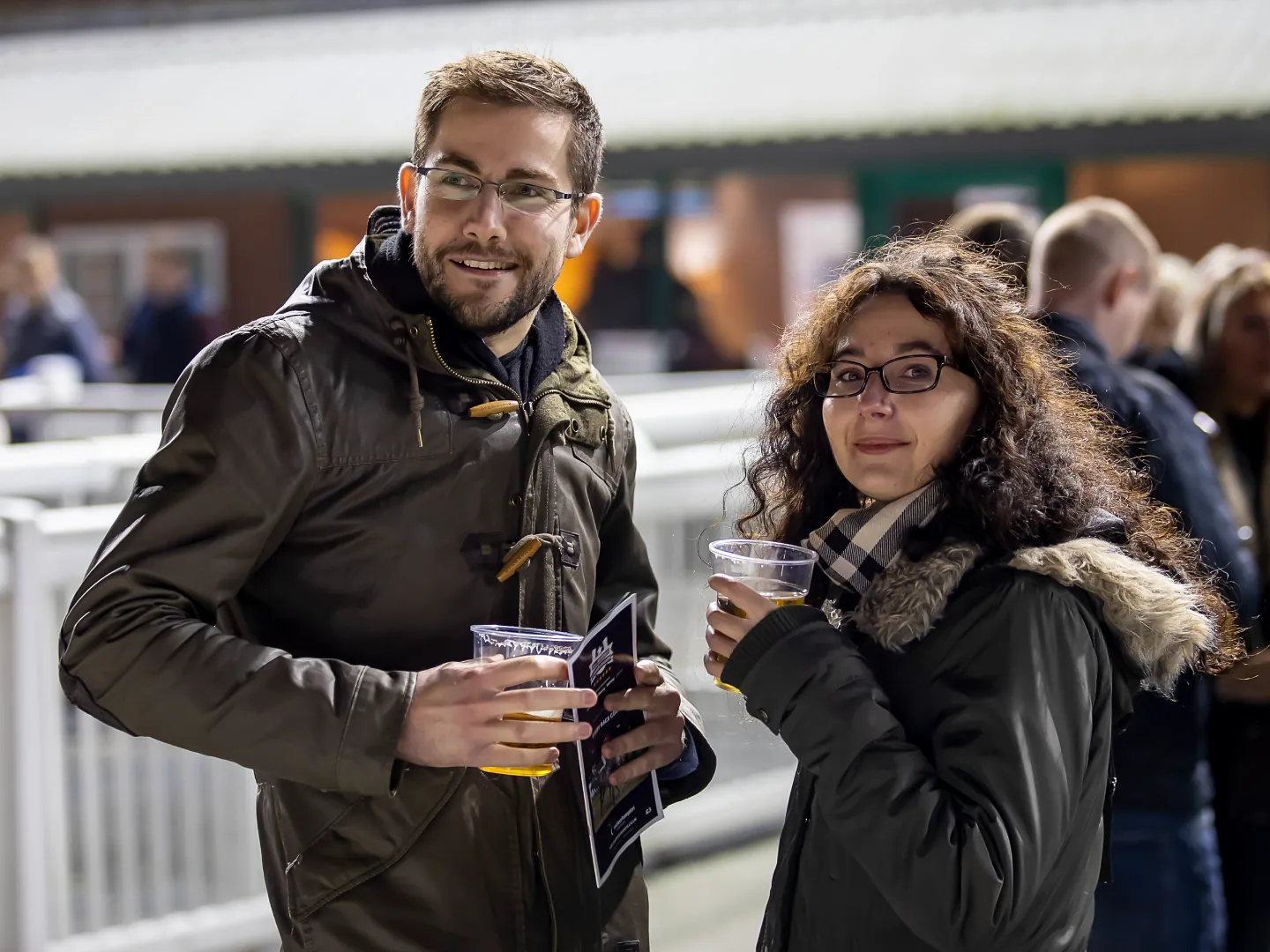 Friday evening racing crowd at Wolverhampton Racecourse