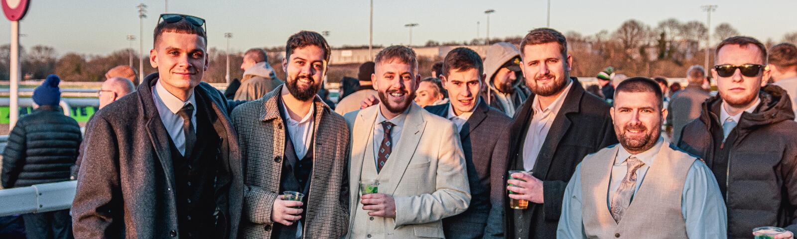 A group of men on a raceday at Wolverhampton 